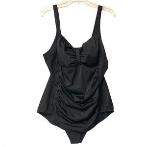Speedo Black One Piece Ruched Swimsuit 22